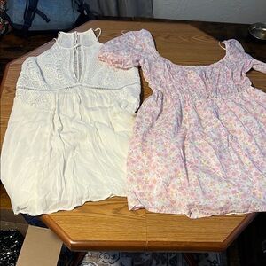 Charming Pink Floral and White Lace Dresses